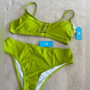 NWT Cupshe Green 2 Piece Bikini Set Size Large
